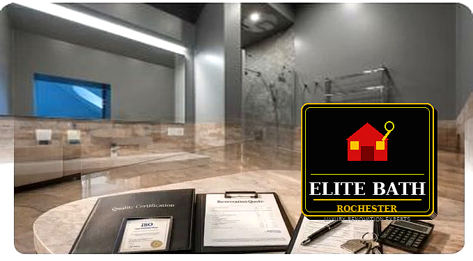 Luxury bathroom remodeling project in Rochester with marble tiles