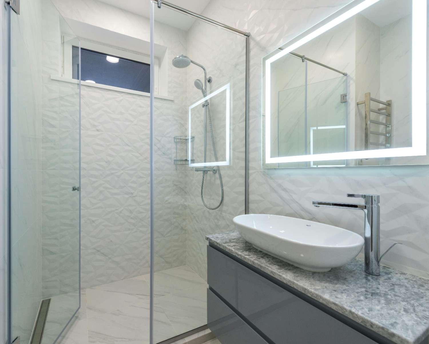 Shower and bathtub replacement in Rochester bathroom remodel