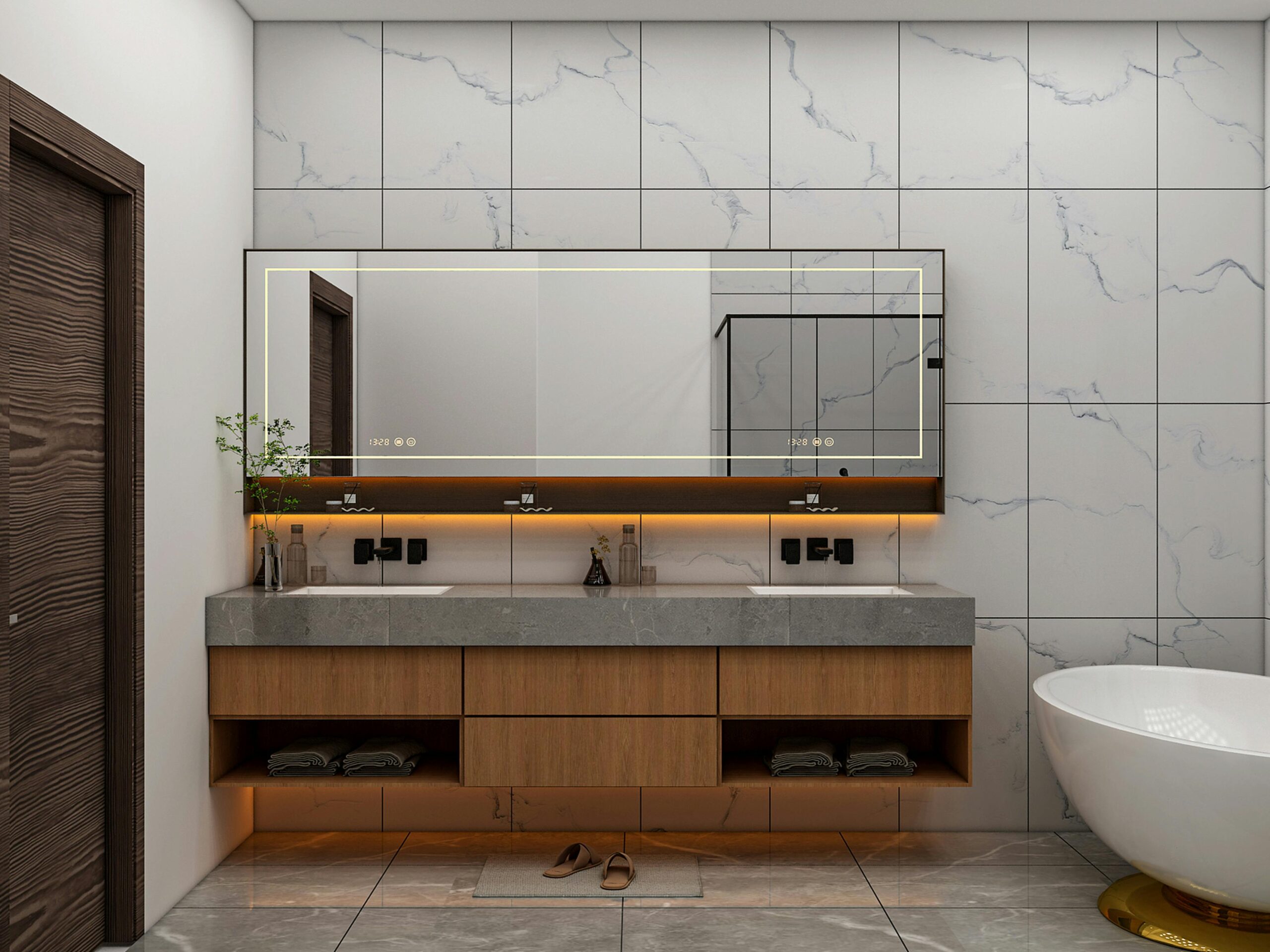 Elegant bathroom remodel in Rochester with double sink vanity